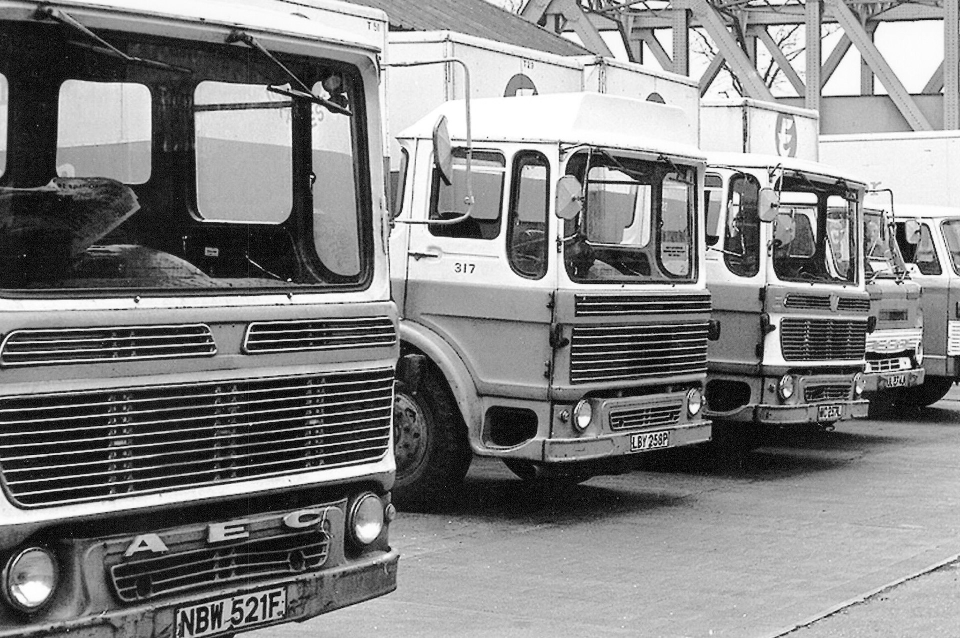 1980's A.E.C. on front loading bay at South Morden Processing (Courtesy Dave Fane)