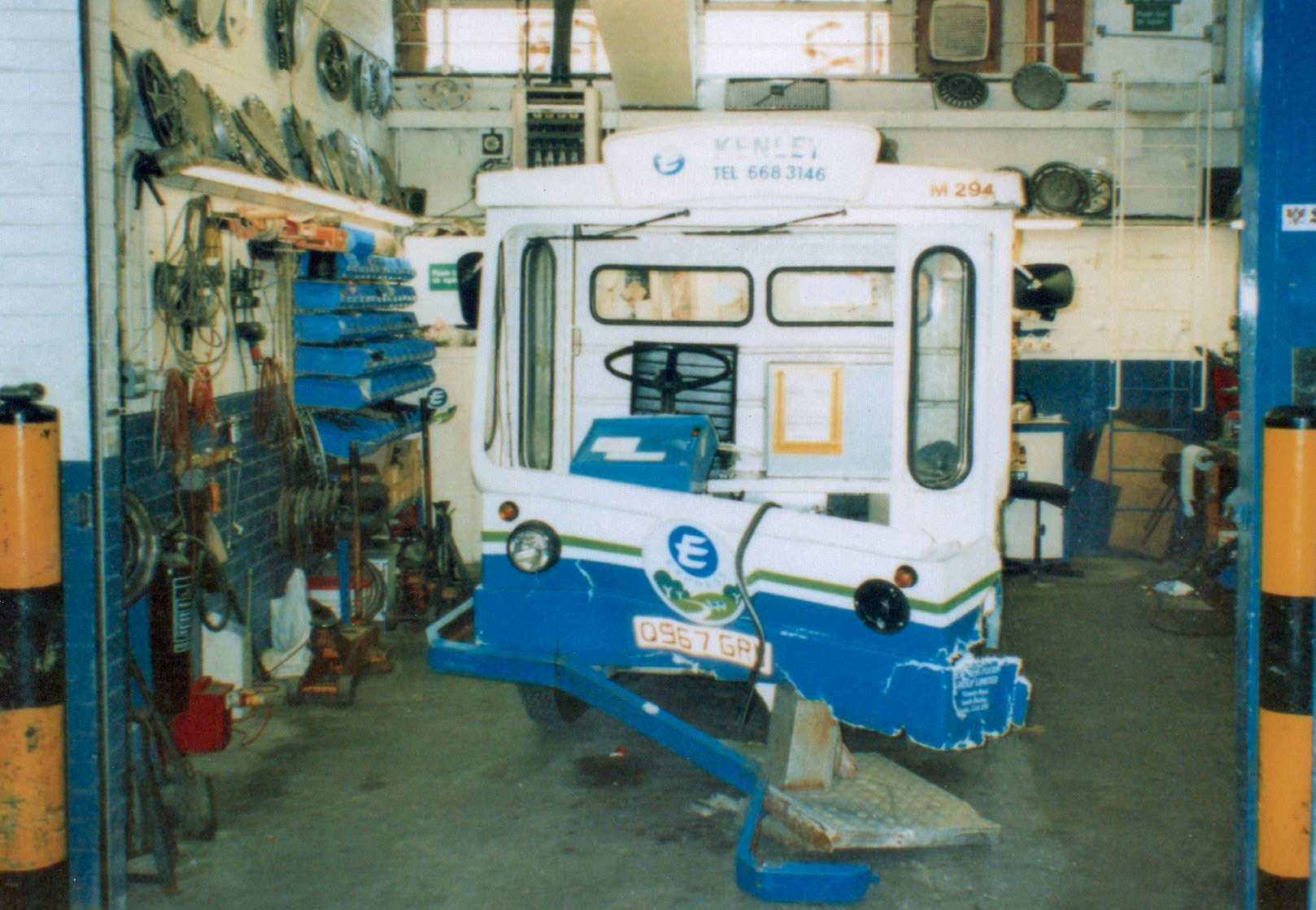 1990's? Kenley float Reg:Q967 GRW, Fleet No M294 in for repair. (Courtesy Michael Aldread)