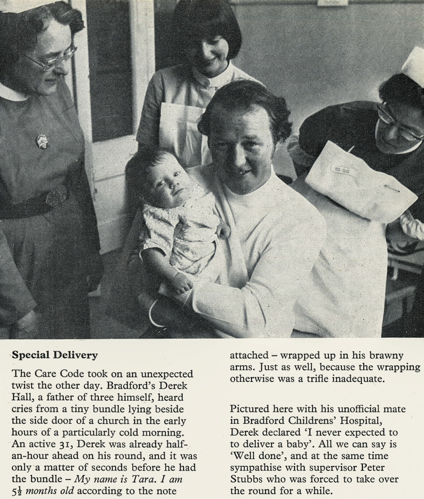 1976 Bradford milkman Derek Hall found an abandoned baby on his round. (Express News Summer)