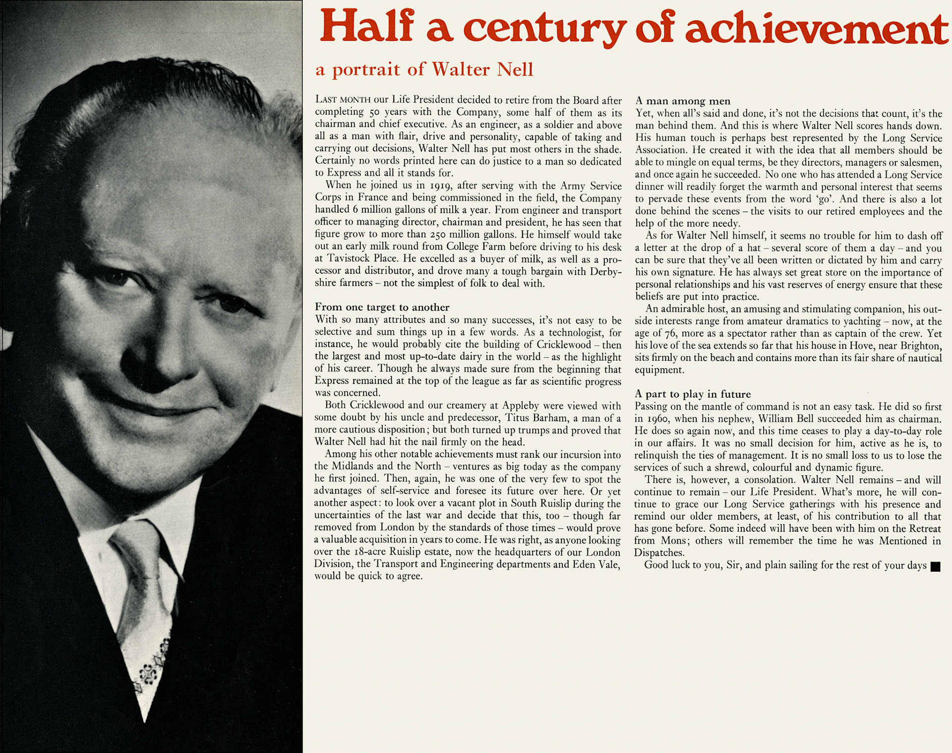 1969 Portrait of Walter Nell on his retirement. (Express News Christmas)