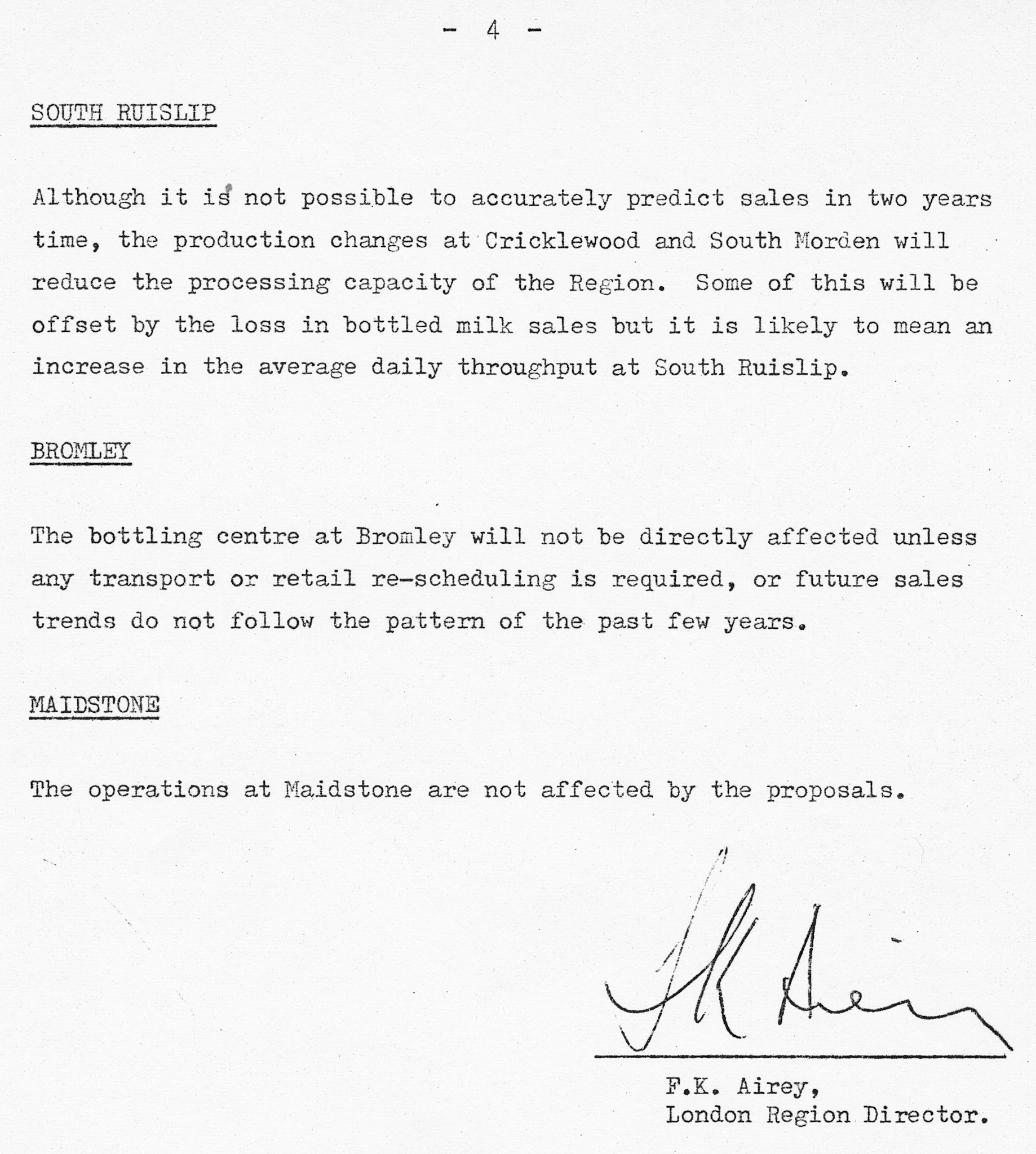 1978 Reorganisation of Processing Centres in London 4