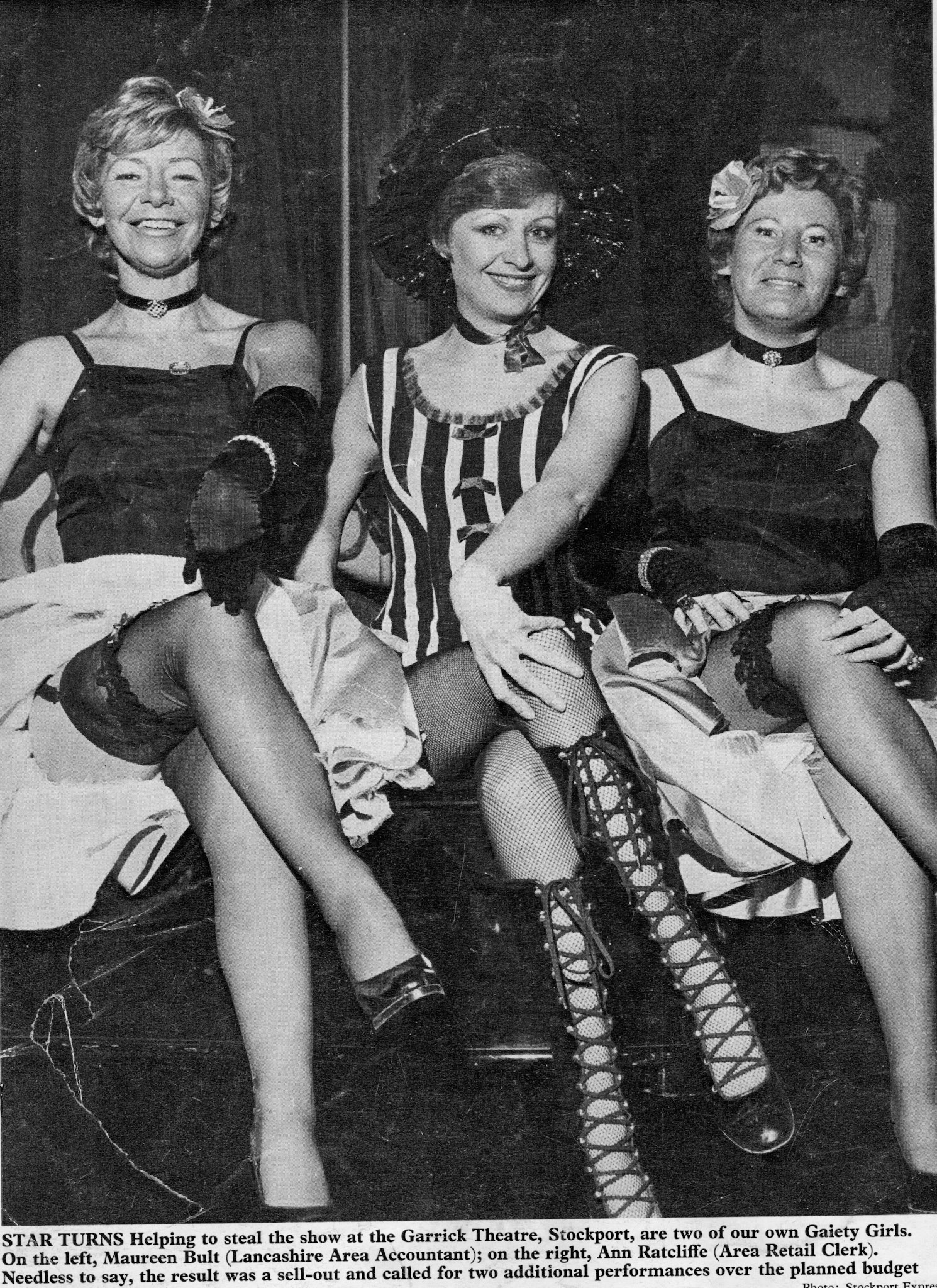 1976 Garrick Theatre, Stockport with Maureen Holt, Lancashire Area Accountant, and Ann Ratcliffe, Area Retail Clerk