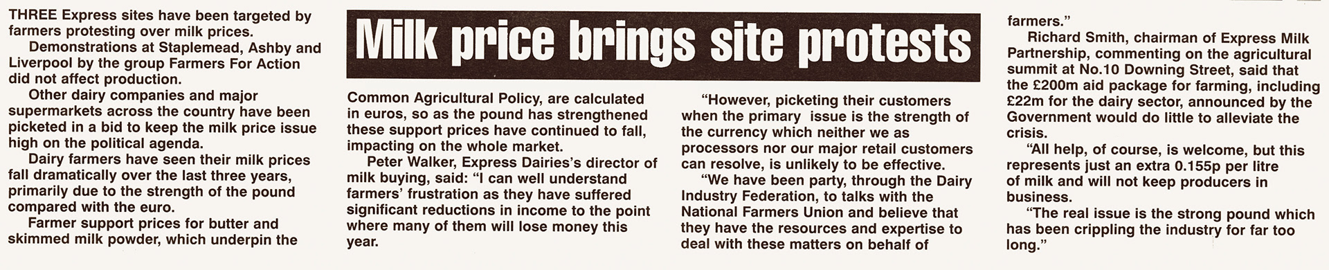 2000 Farmers protest at Staplemead, Ashby and Liverpool over milk prices. (Courtesy Michael Aldread)