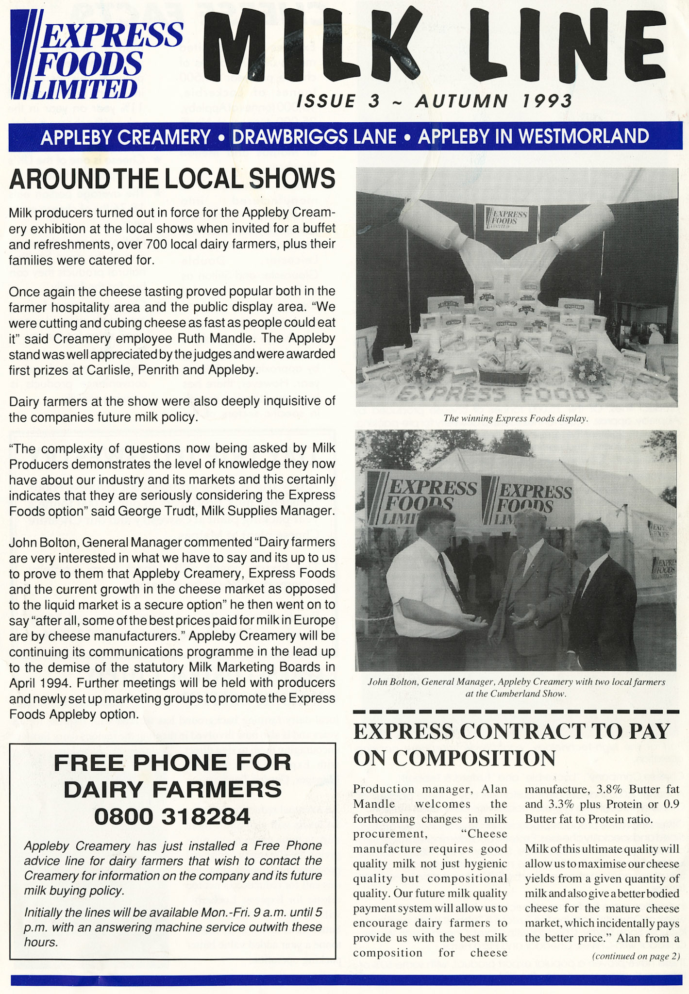 1993 Autumn Express Foods Milk Line Newsletter (Courtesy Alan Mandle)