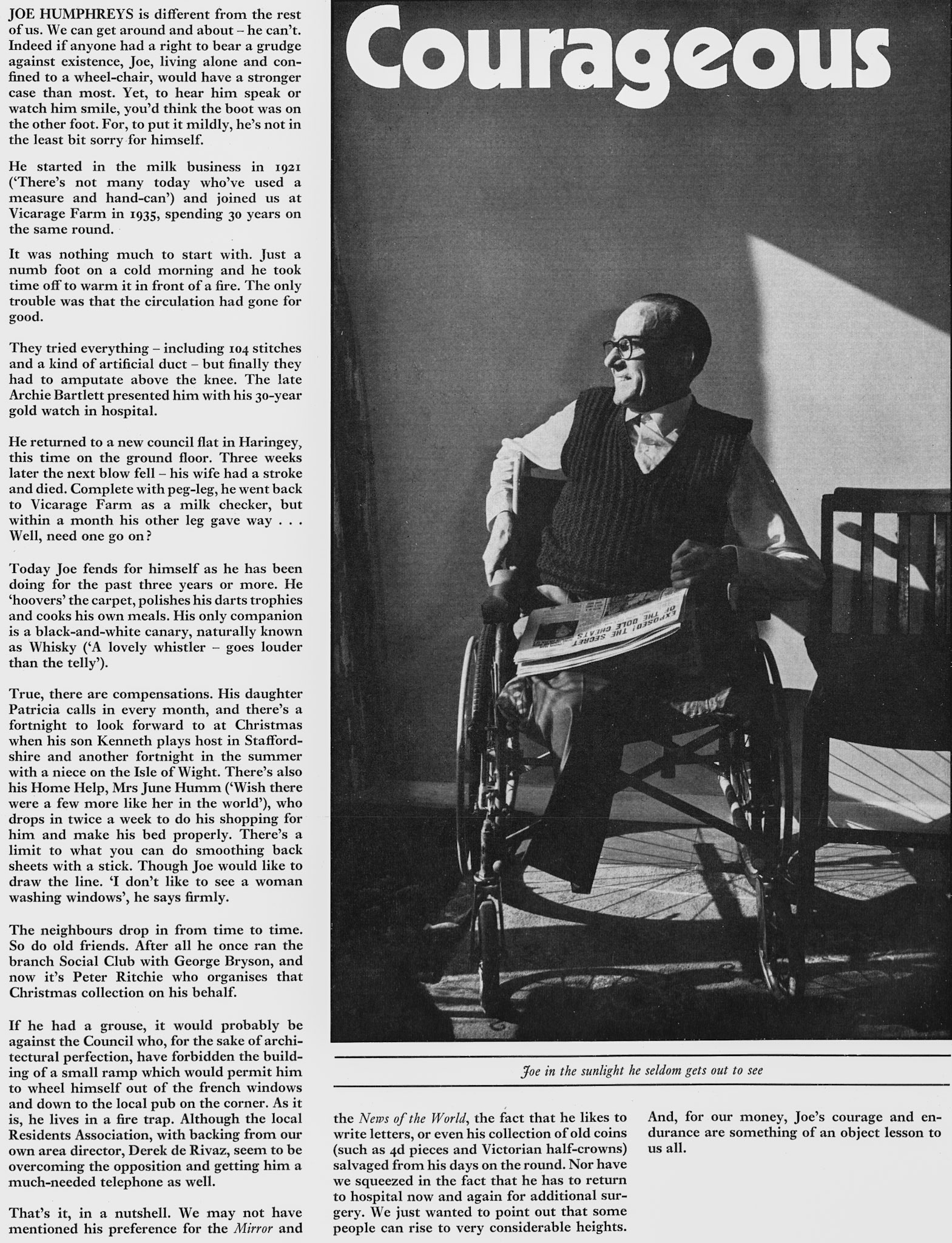 1972 Profile of Joe Humphies, who had a round at Vicarage Farm from 1935. (Express News Spring)