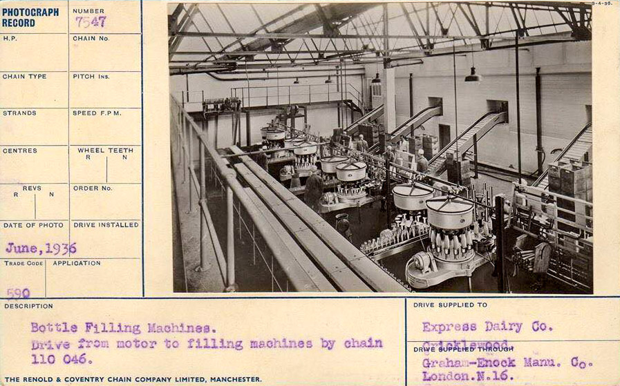1936 Filling line at Cricklewood - a maintenance record card (Courtesy Margaret Newman FB)