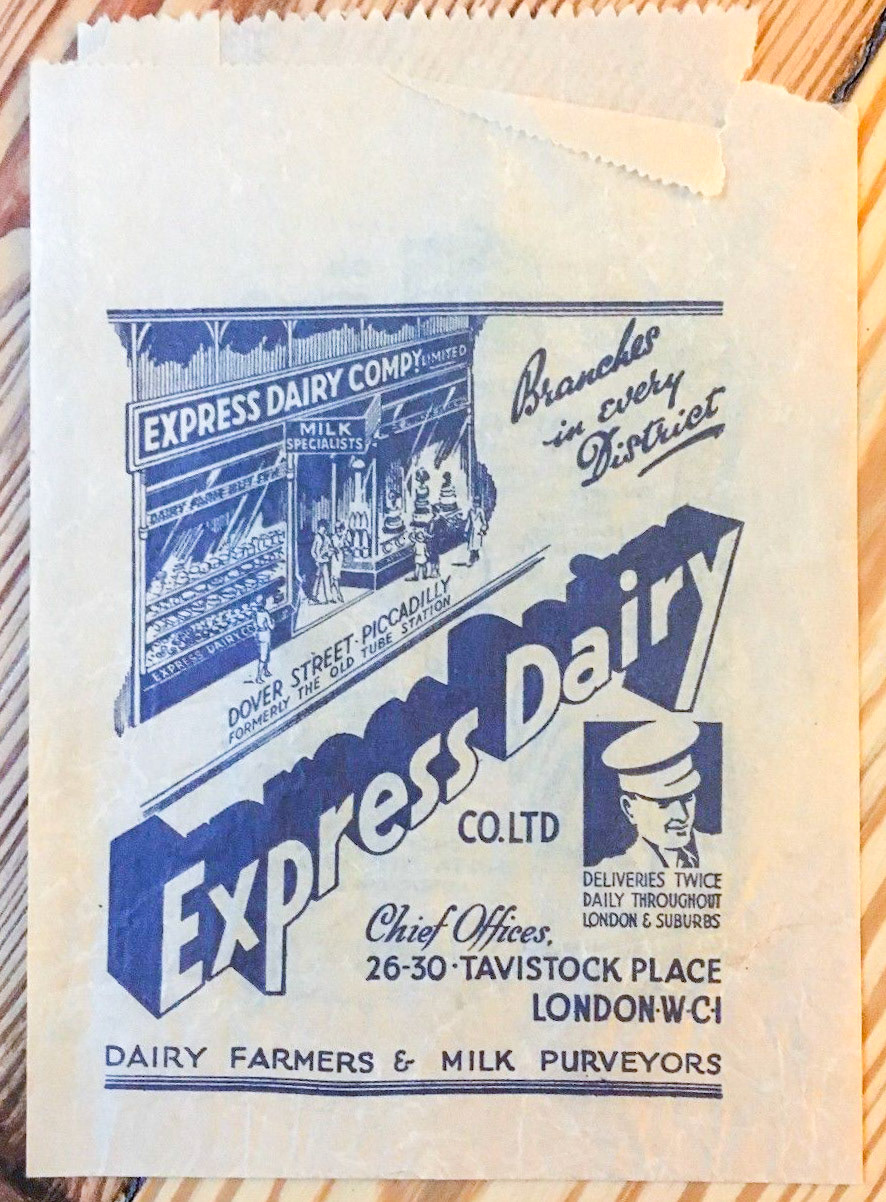 1930's? Express Dairy paper bag, featuring Dover Street Shop (Courtesy Paul Smith)