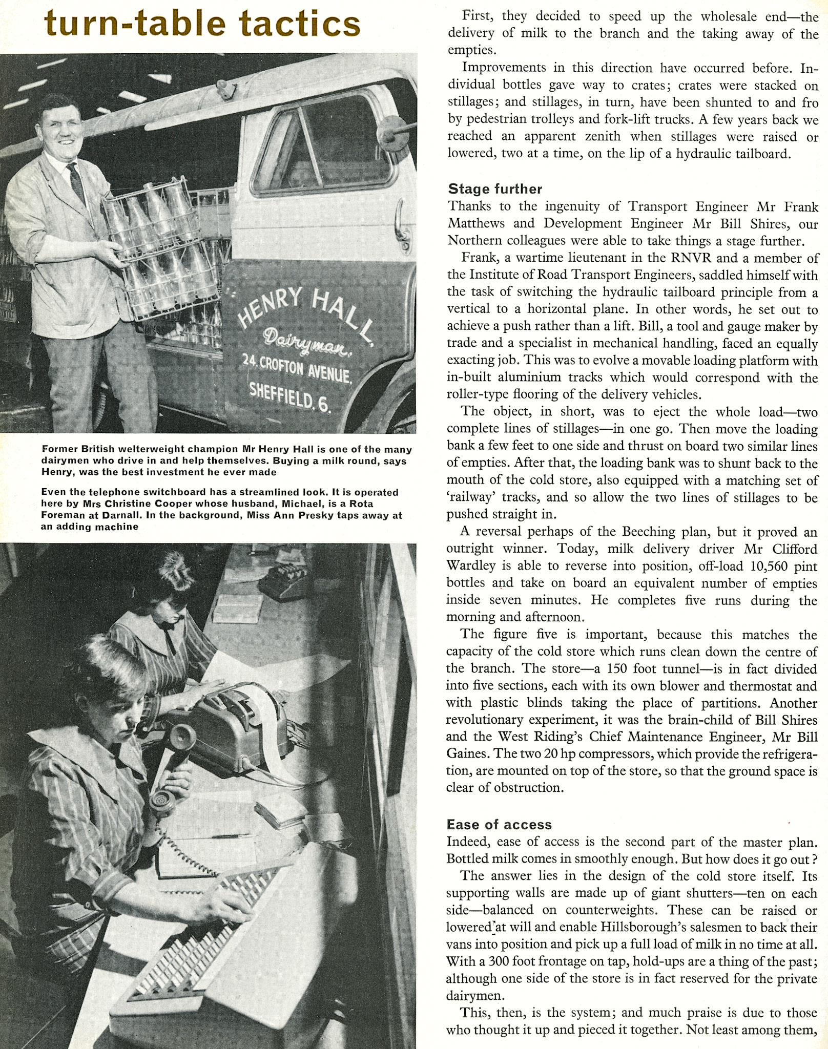 1966 Hillsborough, Sheffield Depot. Movable loading platform techniques. (Express News Summer 1966)