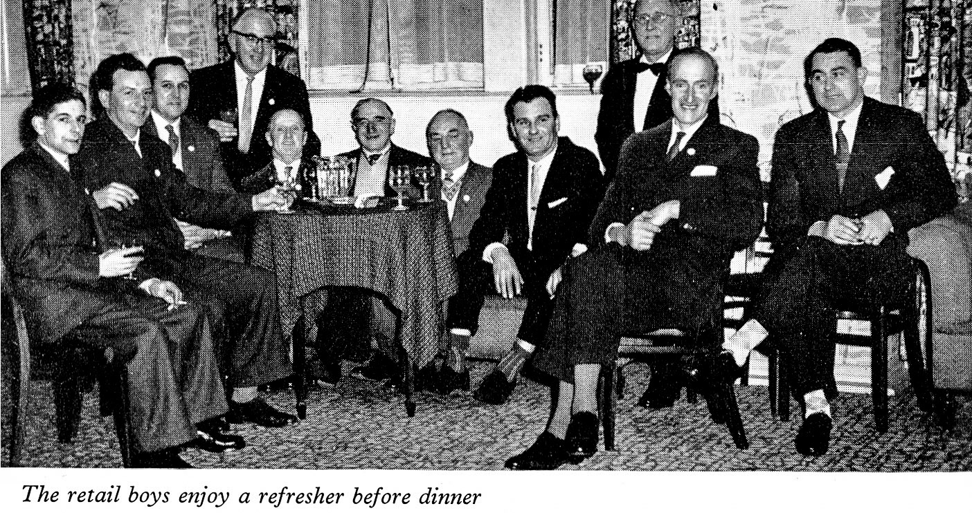 1961 Long Service Dinner at The Grosvenor Rooms, Glasgow. Scottish Farmers retail staff group photo. (LSA Annual Review)