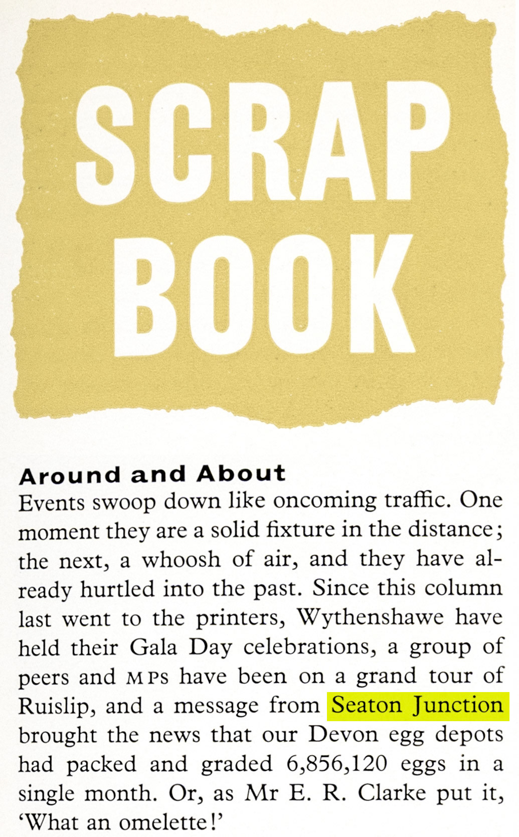 1961 Seaton Junction broke records by packing 6.8m eggs in a single month. (Express News Autumn)