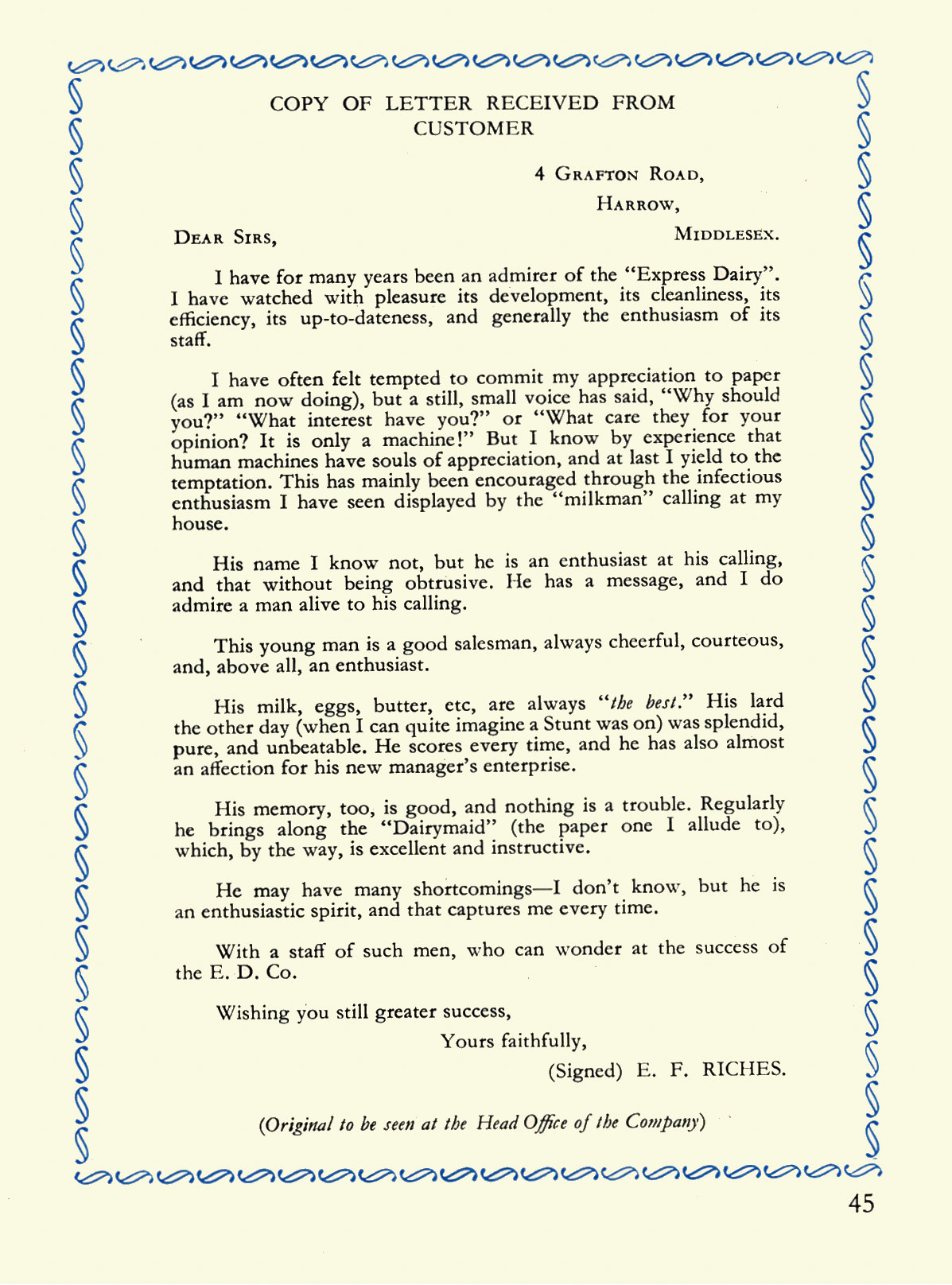 1956 Express Salesman's Manual, Fourth Edition published 1954, presented to Roger Gillard, Orpington Depot