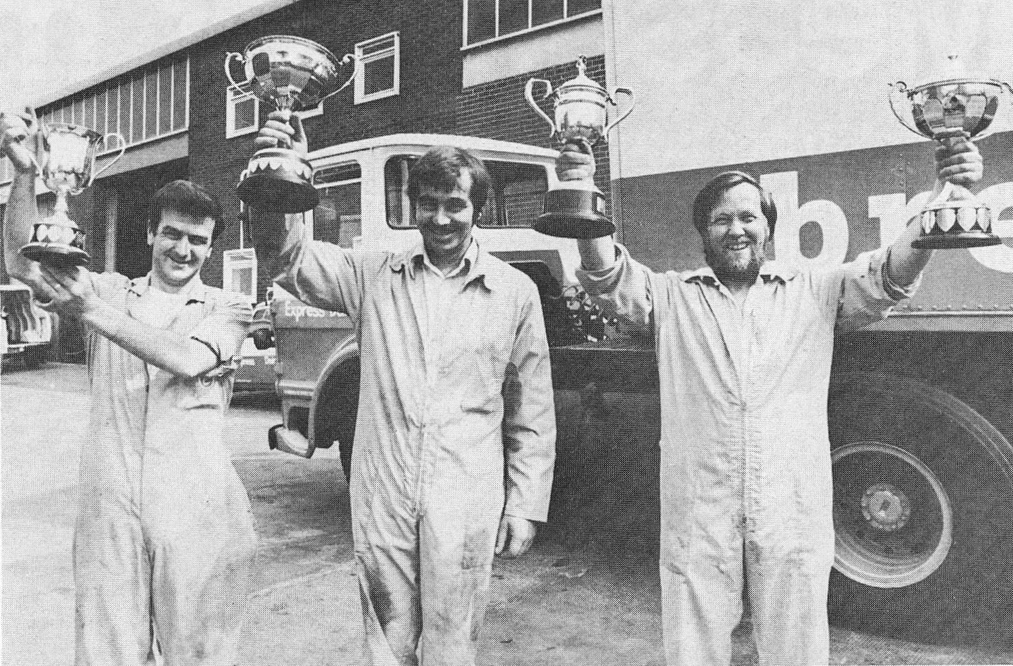 1978 Tarvin drivers Bob Edge, Jeff Lewis and David Plank won awards in the National Driving Championship at Newcastle-under-Lyme. Lewis James comments "My Dad in the middle"