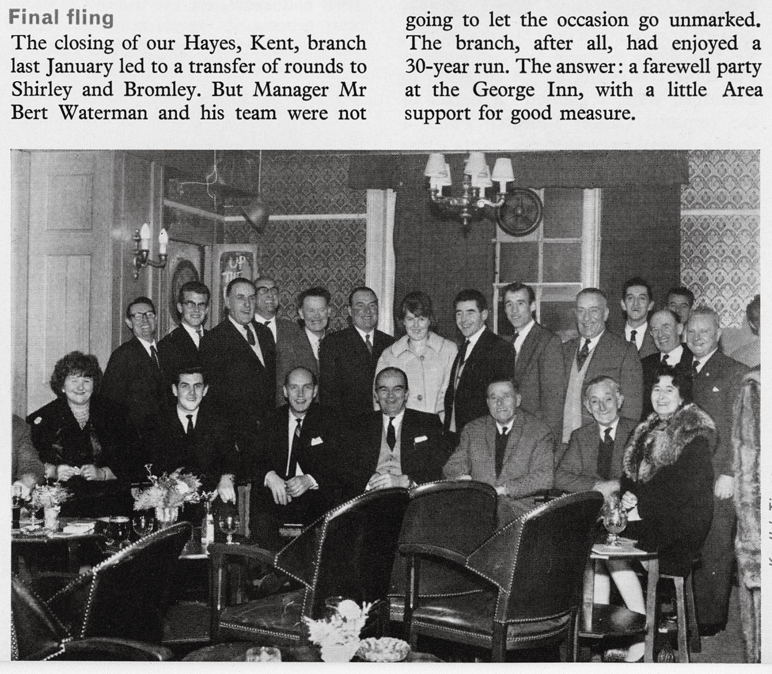 1966 Closure of Hayes, Kent retail depot merited a celebration. Comments from 'Bromley Glossary FB Group- Kevin Smith: I can see the milkman who used to deliver the milk to my parents house as a kid-back row left to right 5th one, Mr Quinnell I think it was. Natasha Coombs: One of the Express Dairy milkman used to deliver to us in Constance Crescent. I called him Uncle Joe, and he and his wife, Aunt Ruby, invited me to their home every Boxing Day. Helen Parker: They used to deliver to my family in Broom Rd Shirley. My brother used to help the milkman with his deliveries for a bit of pocket money, and the wonderful Ralph MacTell was on his round. We were very impressed that he had strawberry yogurts delivered...very exotic!