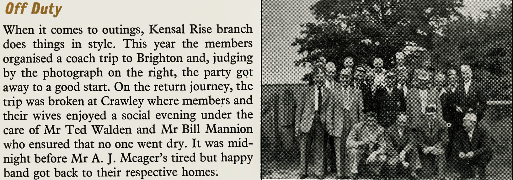 1956 Kensal Rise branch trip to Brighton. (Express News September)