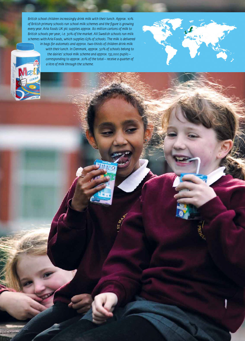 2004 Arla Foods feature school milk provision in Britain, Sweden and Denmark. (Extract from Arla Foods Annual Report)