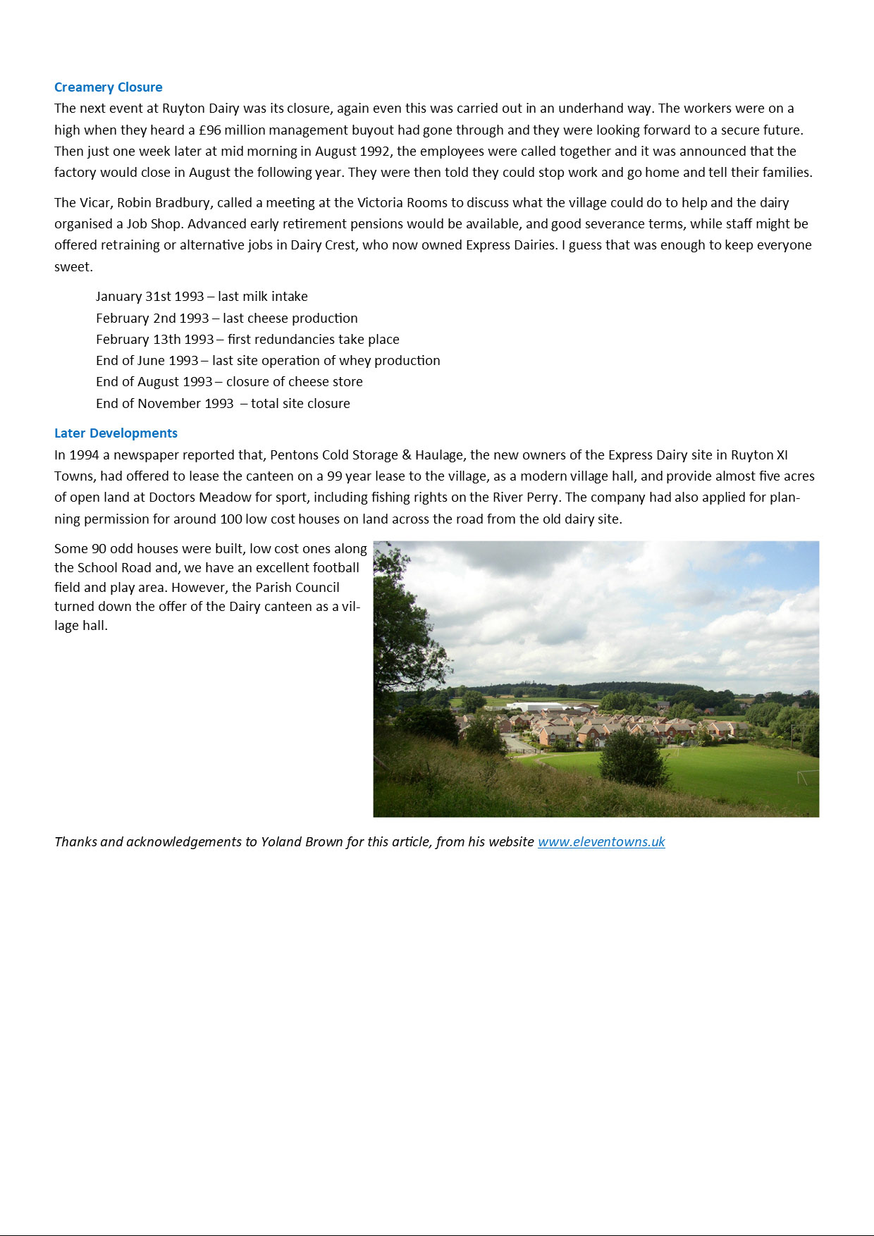 The Story of Ruyton Creamery by Yoland Brown www.eleventowns.uk