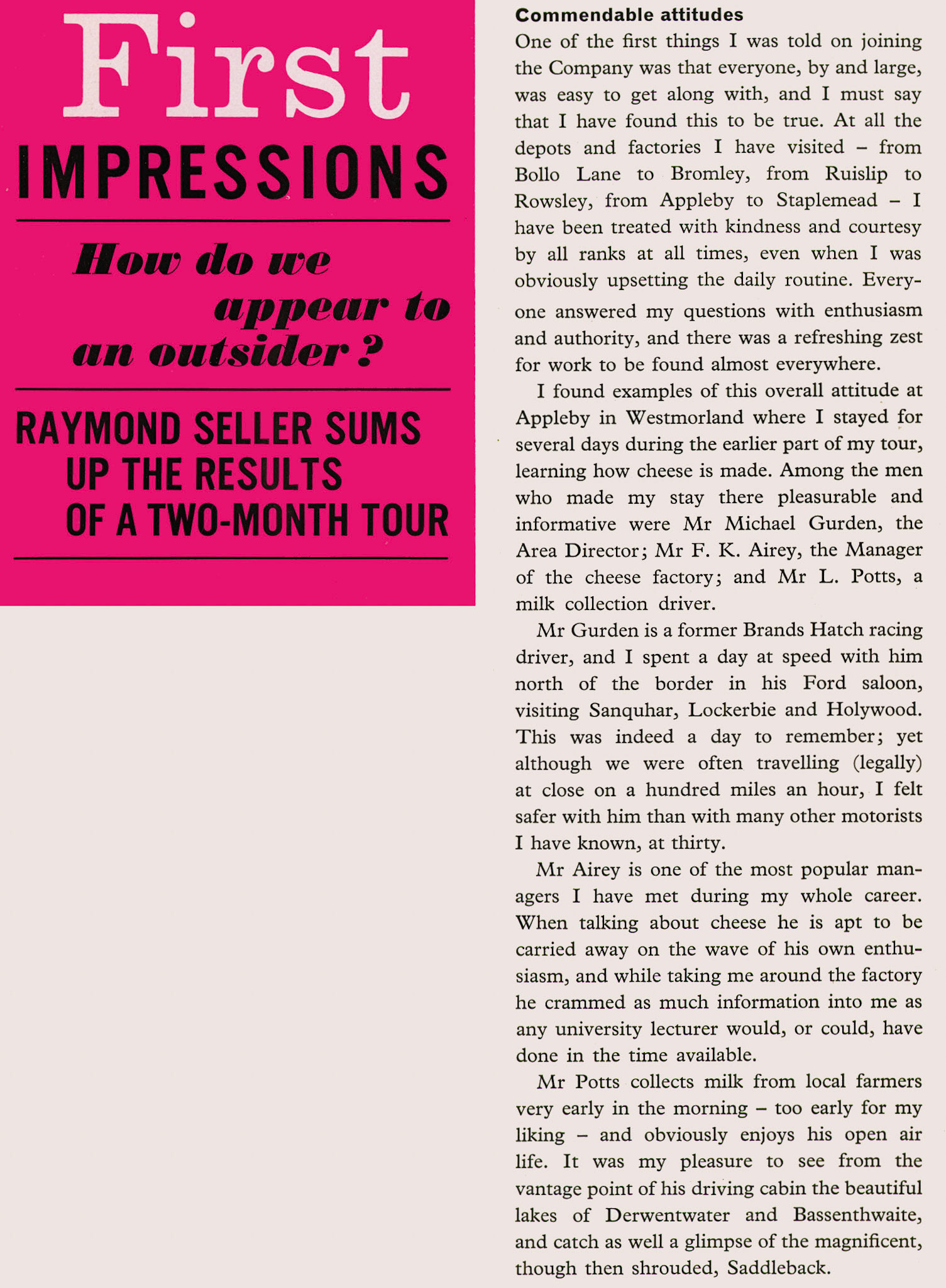 1963 Appleby - extract from feature article by Raymond Seller, who joined Express to help edit 'Express News' (Express News Autumn)