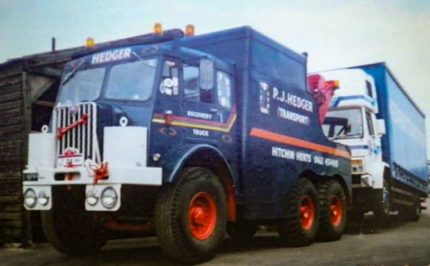 2000s AEC 'Militant' breakdown truck. Richard Hedger comments "Purchased from Express Dairy by my father, and has been shown extensively in the UK and Belgium, currently once a year at a local show." (Courtesy Richard Hedger)