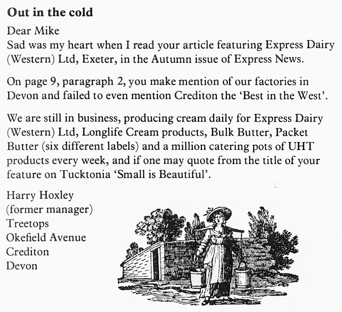 1978 Harry Hoxley, former manager at Crediton, promotes the site! (Express News Spring)