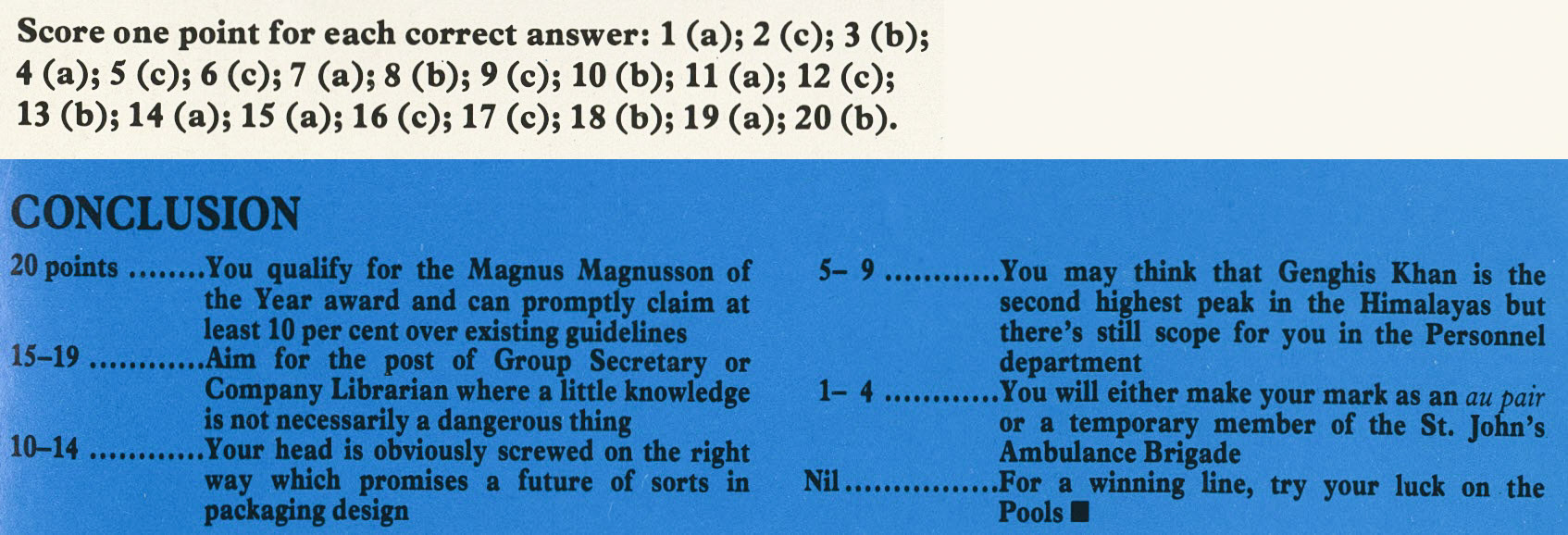 1978 Quiz Answers