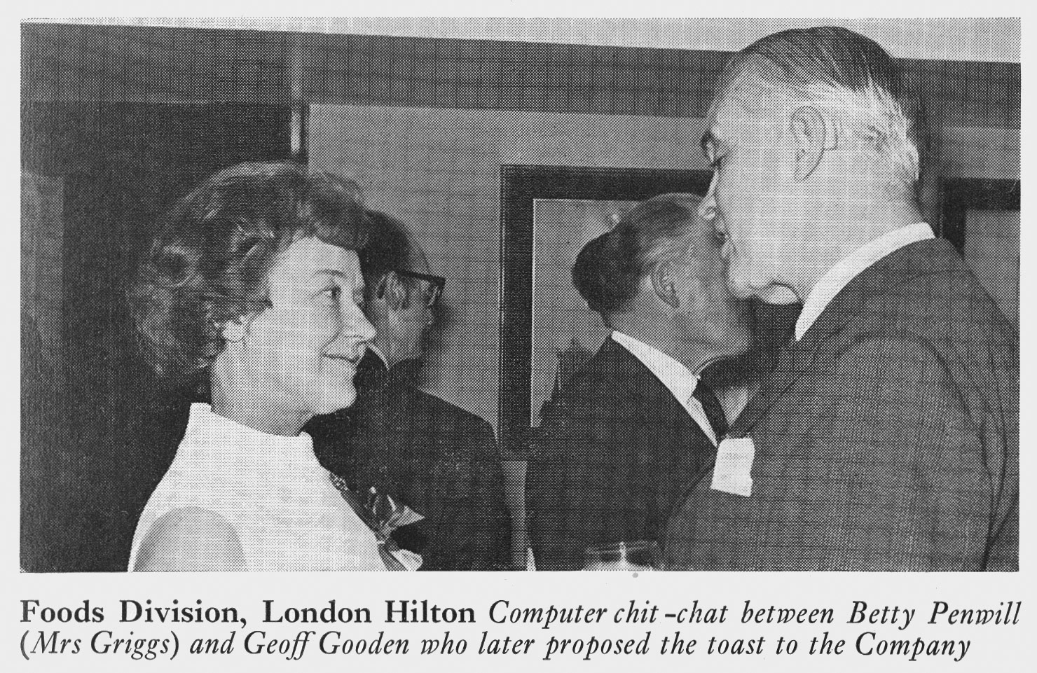 1972 Betty Penwill (Mrs Griggs) and Geoff Gooden at Foods Division Merit and Service Dinner.(Express News Summer)