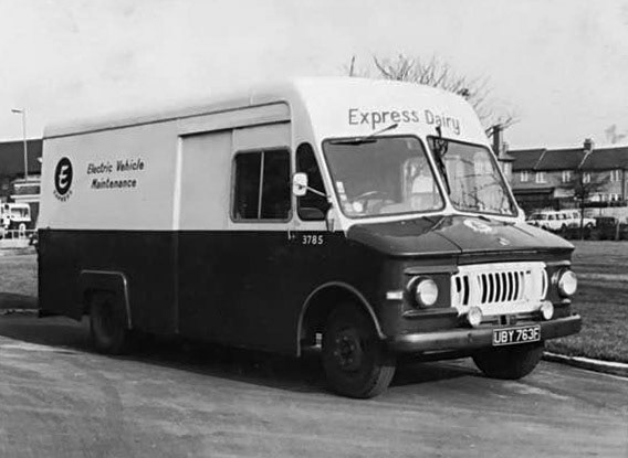1970's? Bedford Hewson EVM Van UBY 763F . Paul comments "Call sign 'Express Easy' was Del and Fred Wobey's van, they parked up round the back of New Barnet shop where my Mum &amp; Auntie worked. My brother Michael worked with Del and Fred for about 2 years". Colin Bull adds "Great times working for Express Dairy EVM Dept on the crews. 'Express Roger' call sign." (Courtesy Paul Smith)