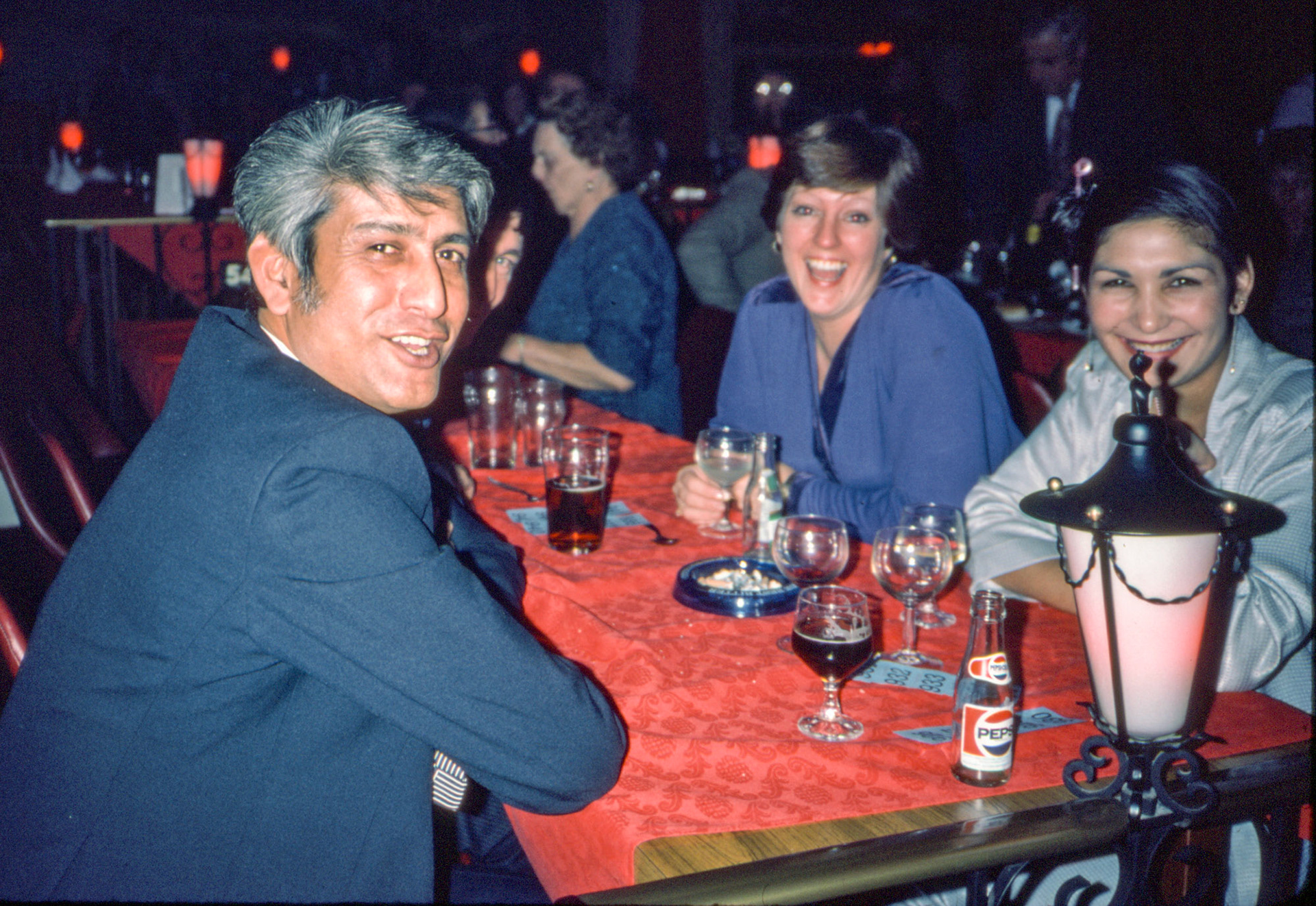 1980 South Morden-Dairy Re-equip staff celebration at Lakeside, Camberley-Ralph Emerson, Monica Smith, Ralph's daughter? (Express Dairy Tales collection)