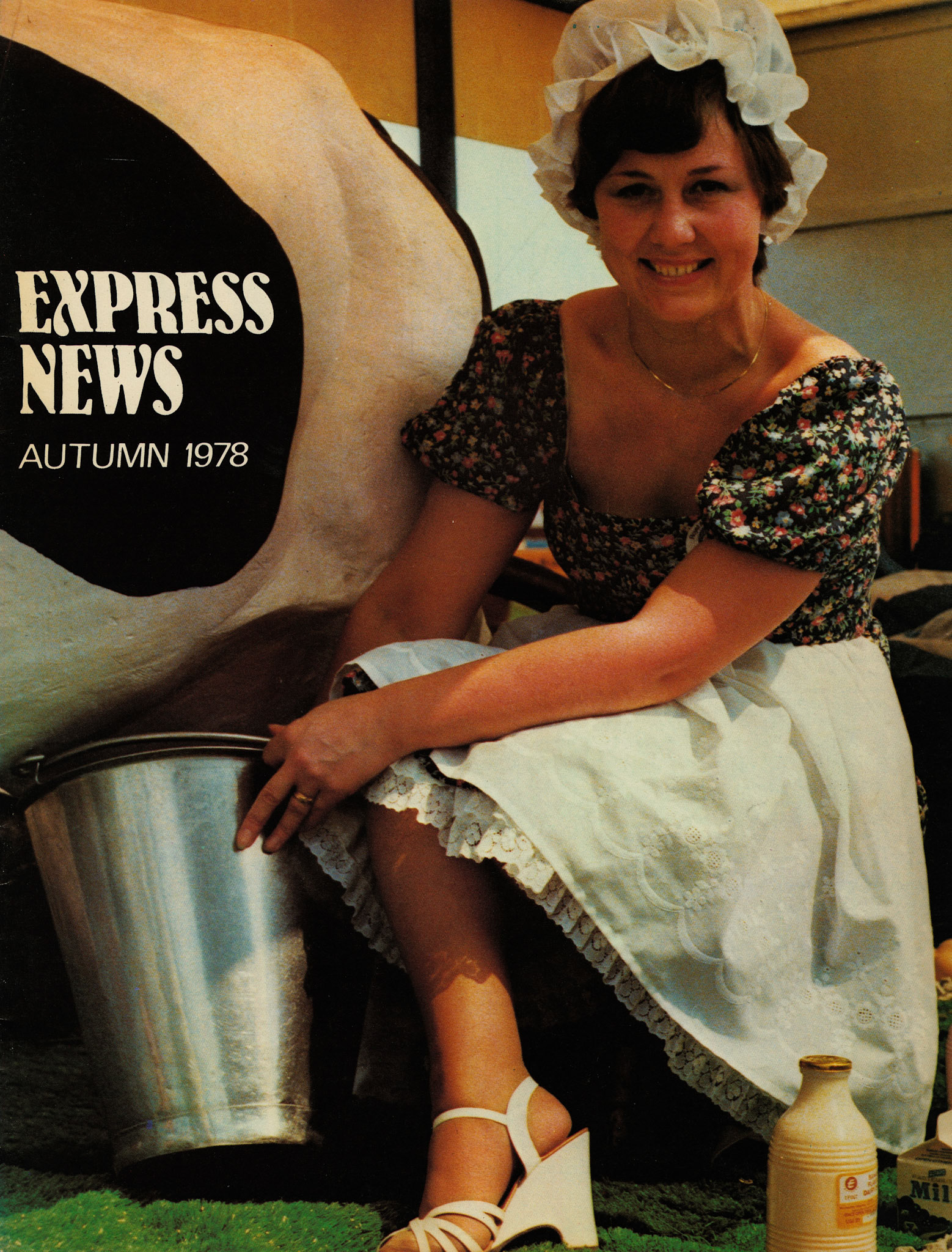 1978 Sheffield Comptometer operator Mrs Diane Smith doubles up as a dairymaid