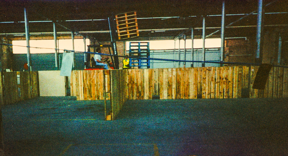1991 (September) Drivers and Forklift competition, Hilton International, Ruislip. "Warehouse fork lift competition"(Courtesy Phillip Budd)