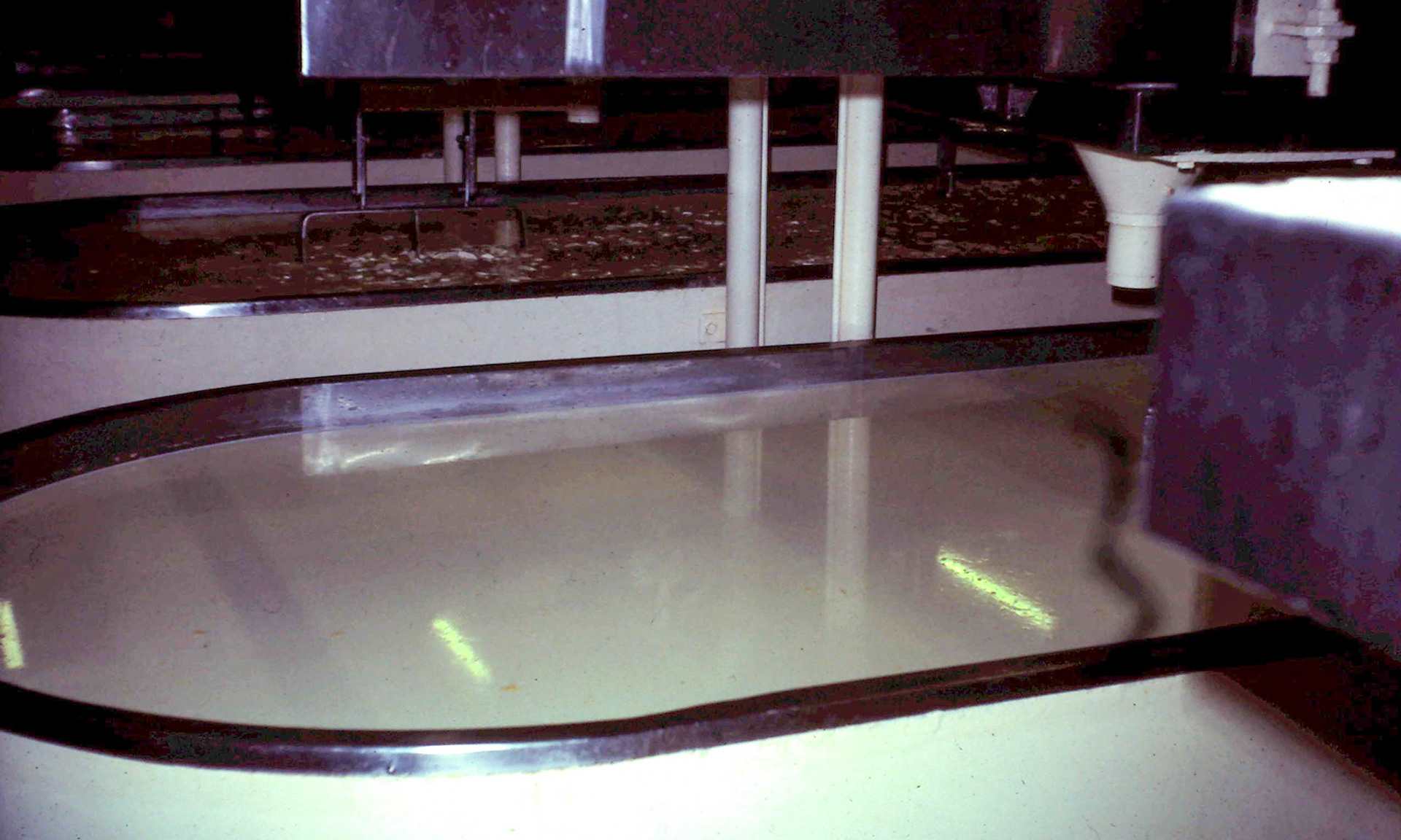 1970's? Appleby open cheese vats. (Courtesy and comments by David Rooke)