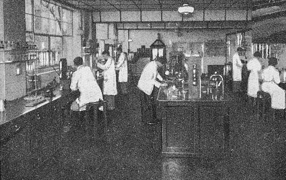 1930's Cricklewood-Laboratory. 'A peep behind the scenes of the Express Dairy, Claremont Road, Cricklewood - The largest dairy in Great Britain' (From 'While London Sleeps' booklet.