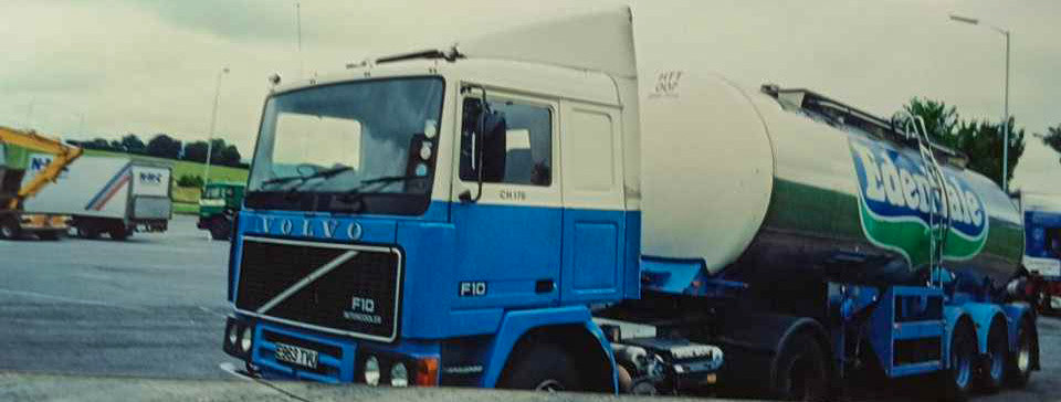 Eden Vale tanker from Minsterley, photographed on a service area. Clifford Weston comments "CH 176 that was Dennis Millington's motor-sure it was. RIP Dennis." Wendy Haywood comments "My dad used to drive one of these-Brian Davies('Budley')." Leon Haynes comments "That looks like CH 176, we had CH 177 at Milborne."