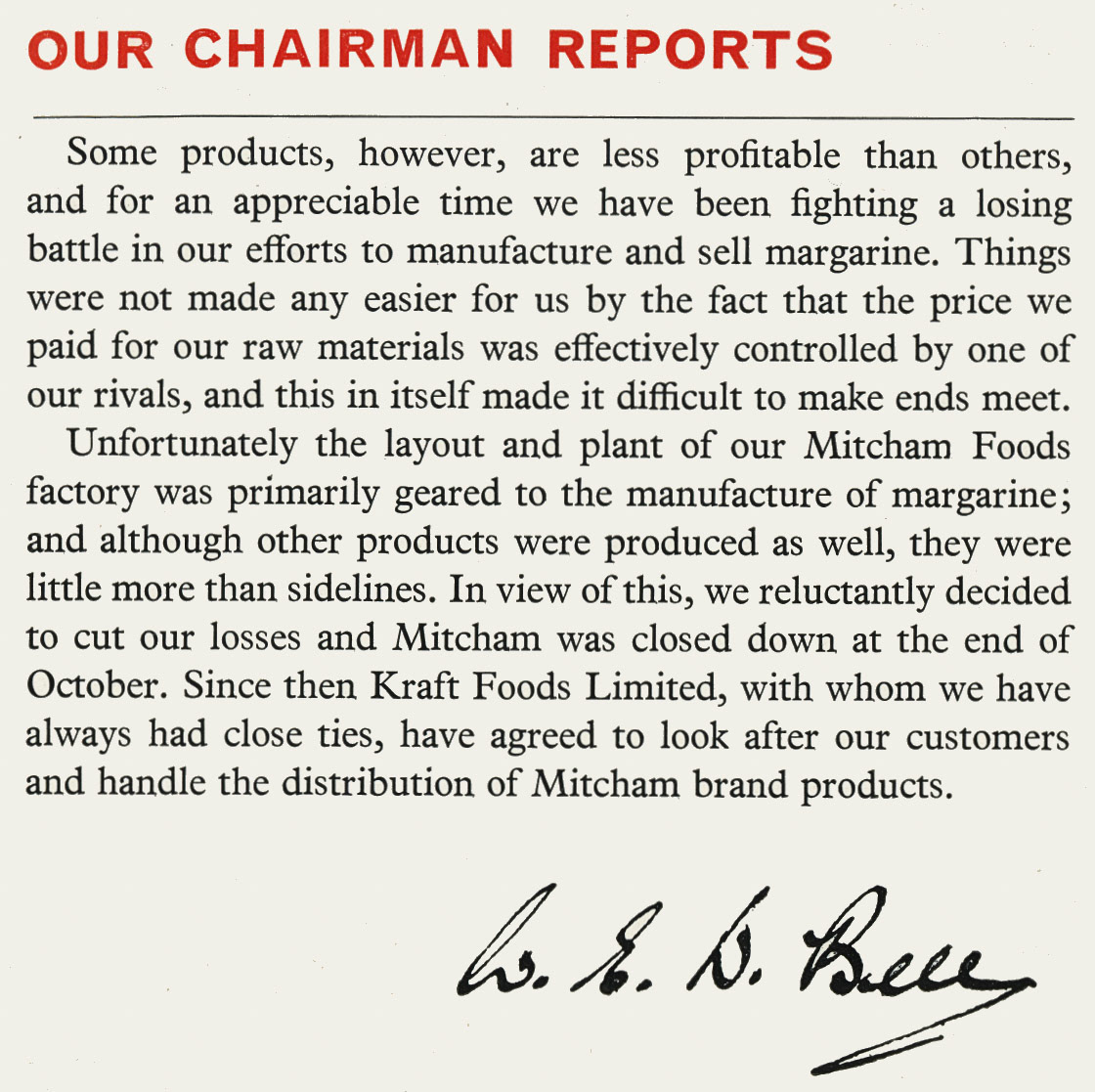 1965 Mitcham Foods closure announcement. (Express News Christmas)