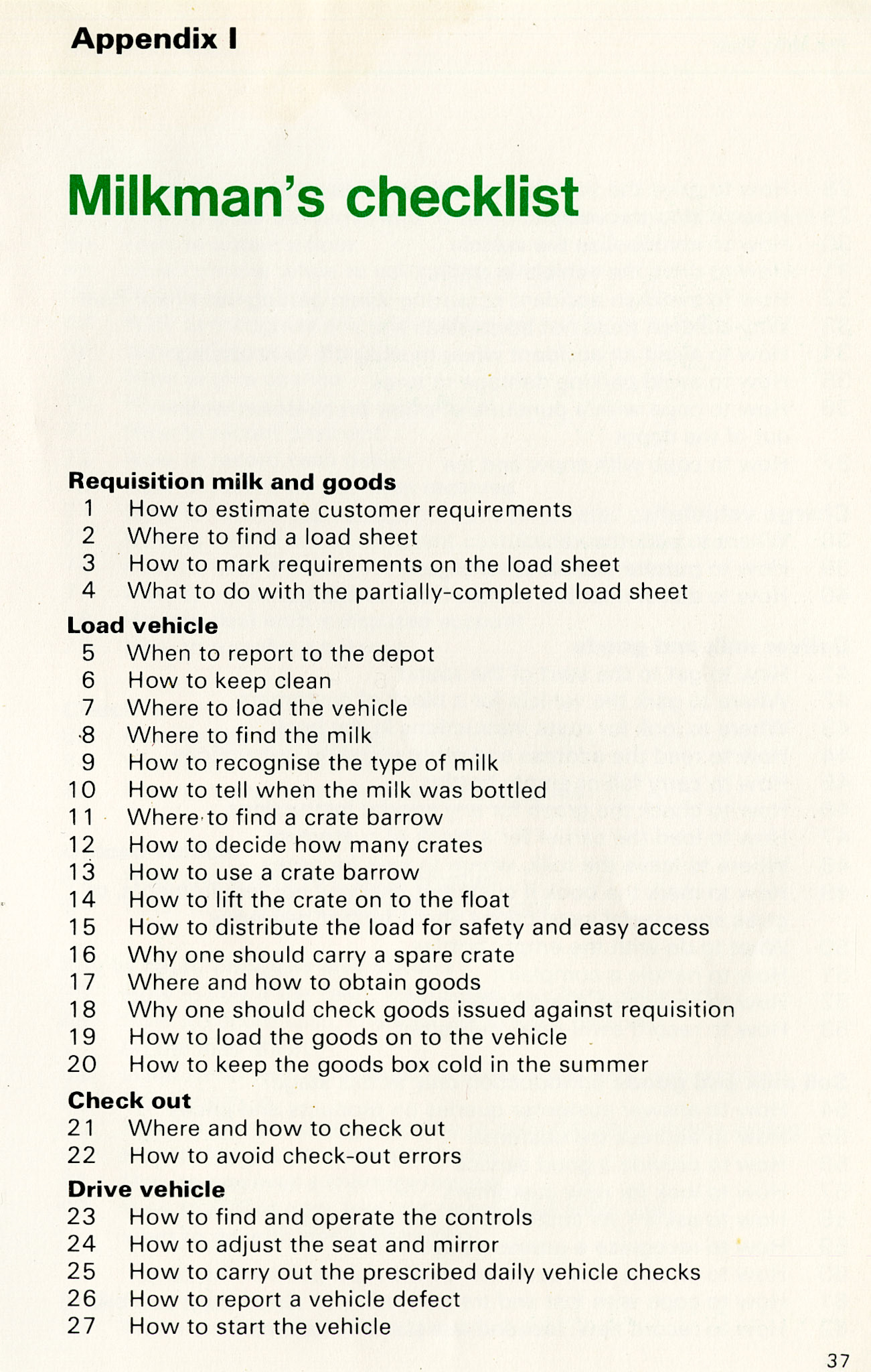 1984 'The Milky Way-Appendix 1'-Milkman's checklist (DITEC)