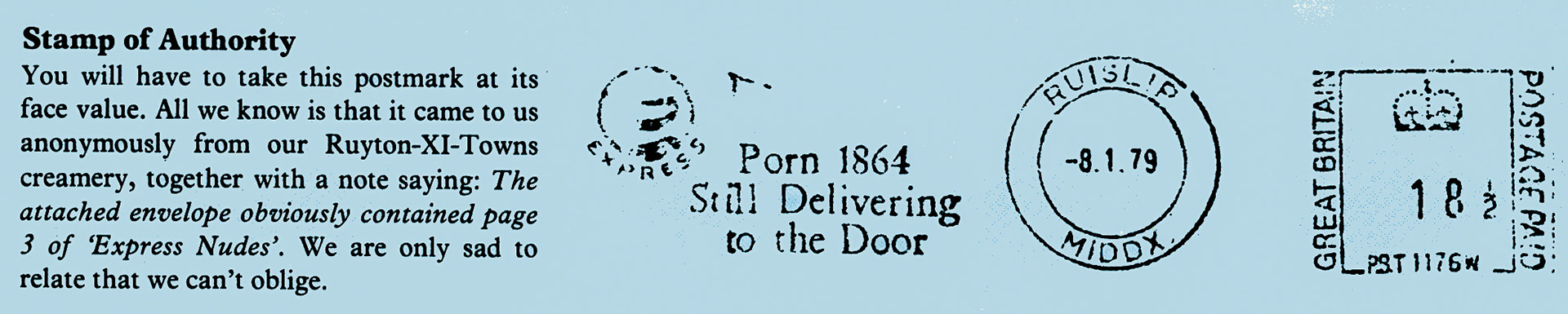 1979 Embarrasing franking on a letter from Ruyton. (Express News Spring)