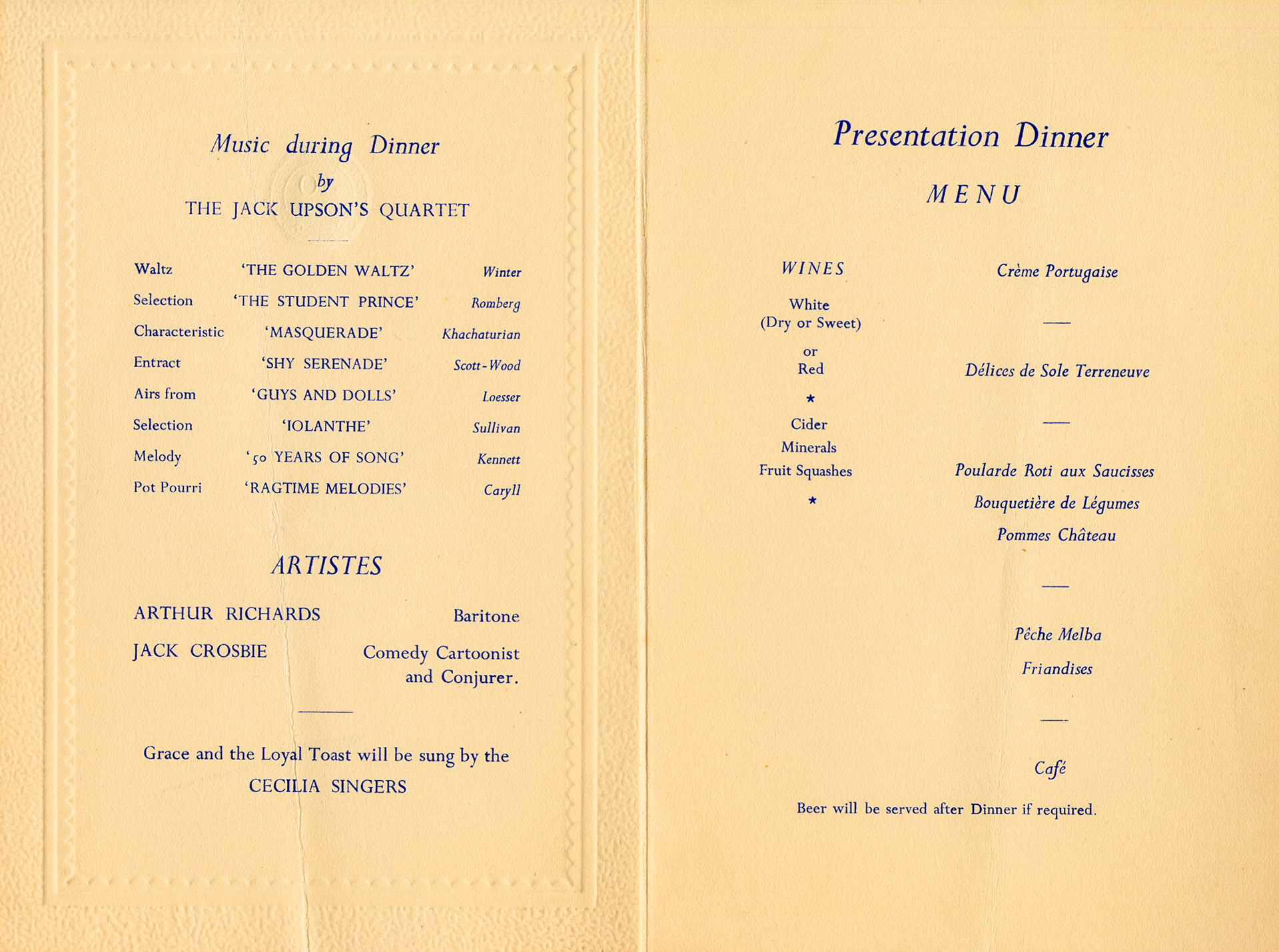 1954 30 year award ceremony at the Trocadero Restaurant, Piccadilly Circus - signed menu (Courtesy Paul Smith)