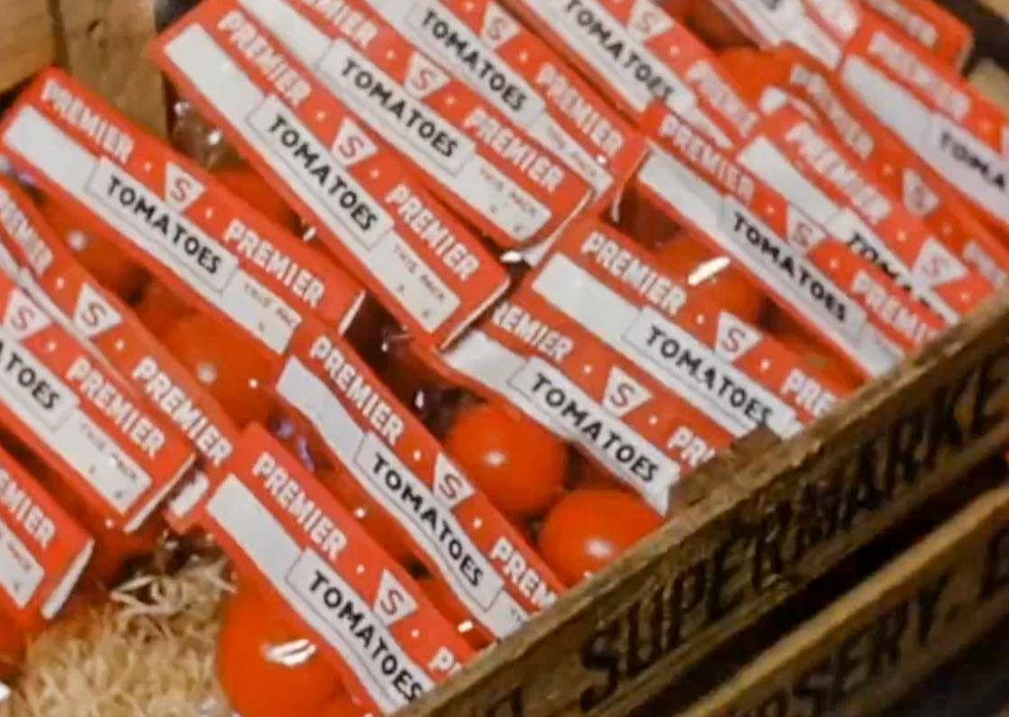 1957 Thorpe Lea Nurseries, packing products for Premier Supermarkets ‘Time for Leisure’ film  (Yorkshire Film Archive)