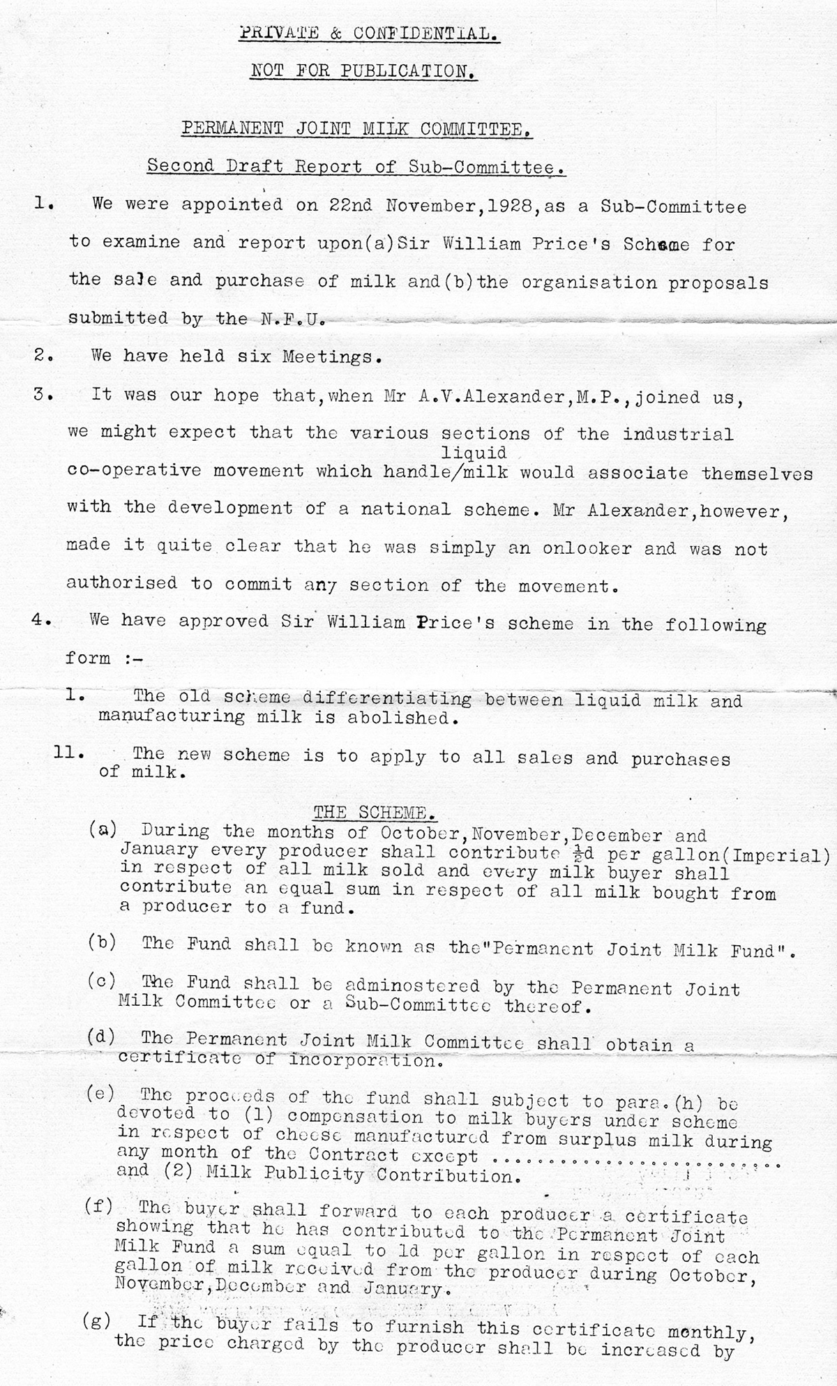 1929 Ruyton Co-operative Dairies-Permanent Joint Milk Committee, second draft report.