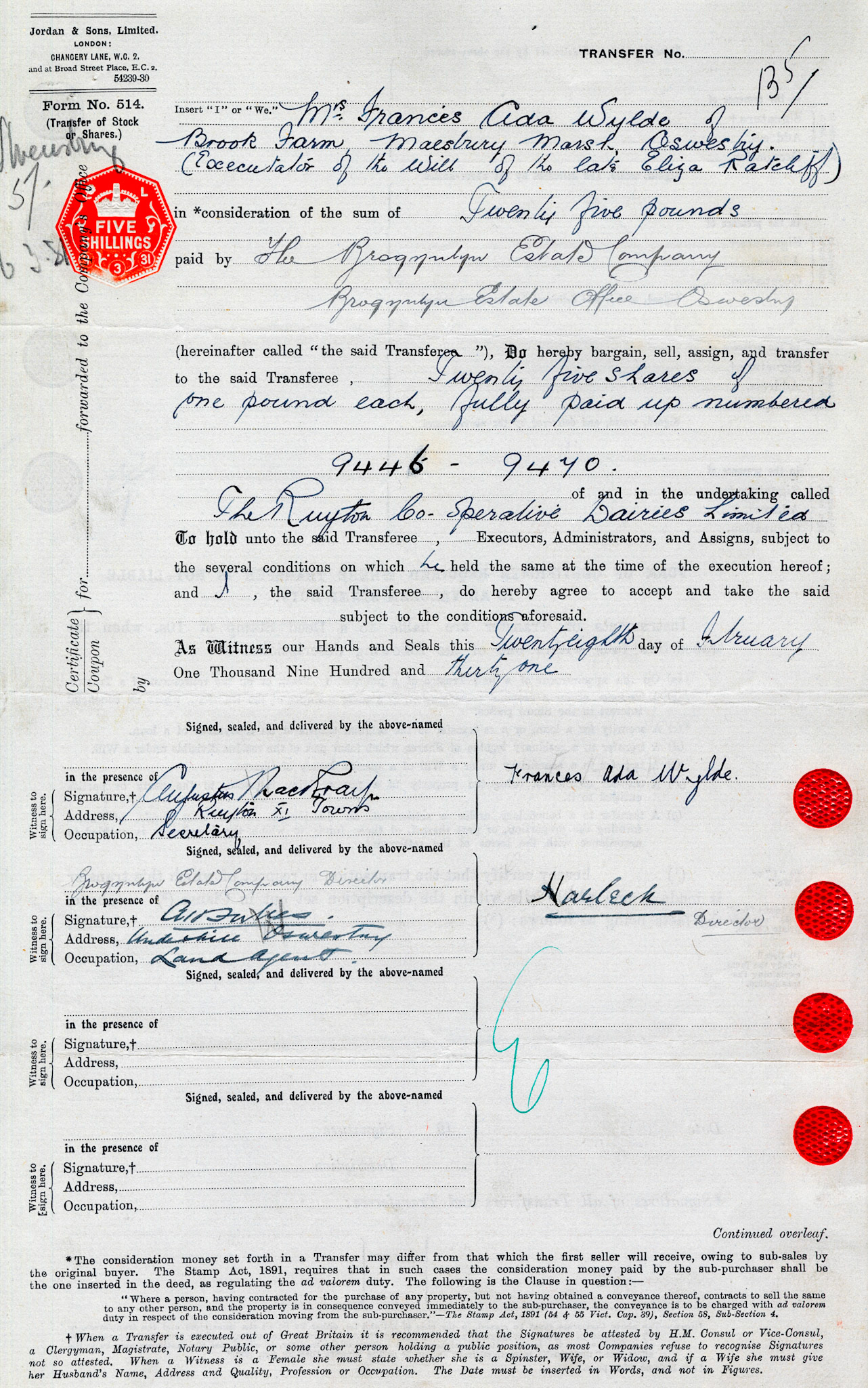 1931-Mrs Frances Ada Wylde