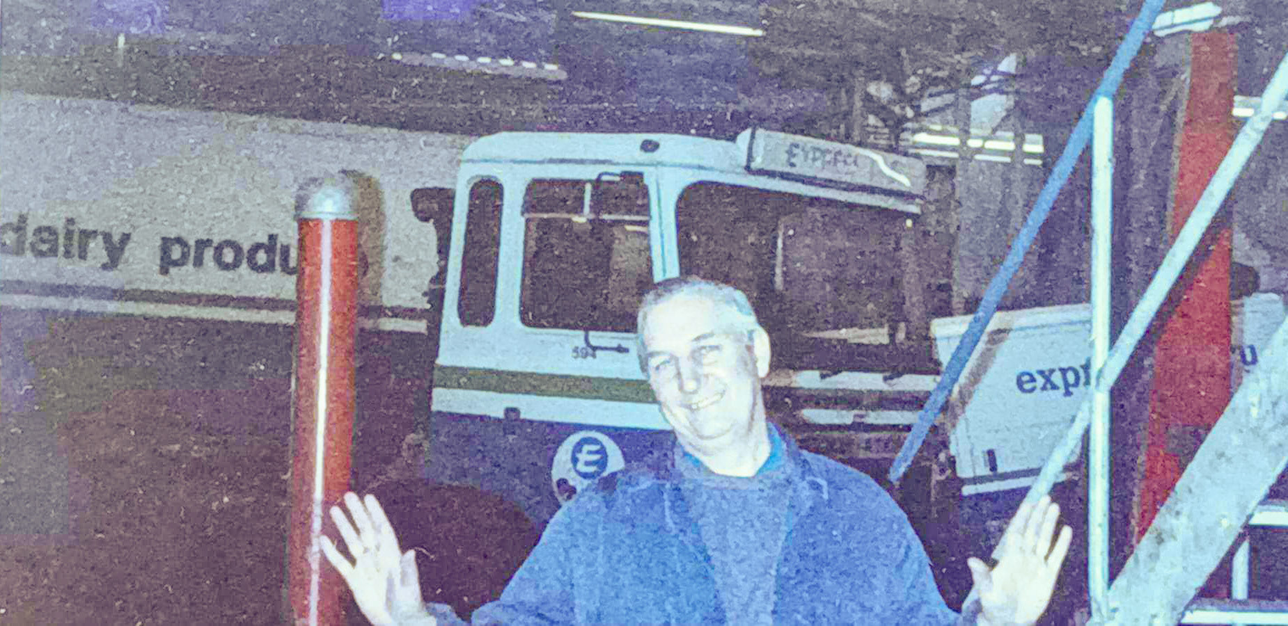 1988 South Morden vehicle maintenance-Dave Stedman in the workshop, pictured by Mark Hills. (Courtesy Ralph Phillips)