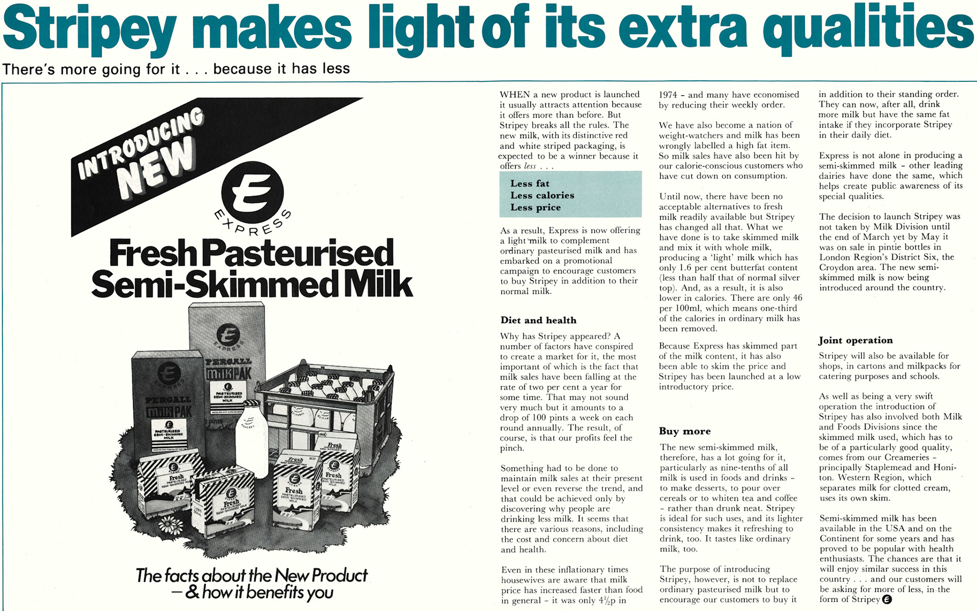 1981 Semi-skimmed milk launch - less is more... (Express News July)