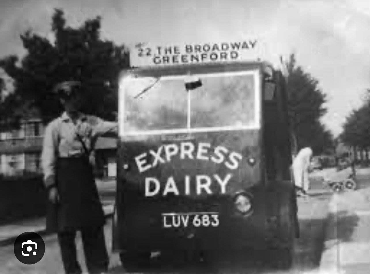 1950's? Greenford milk round with LUV 683 float. (Courtesy Paul Simm)