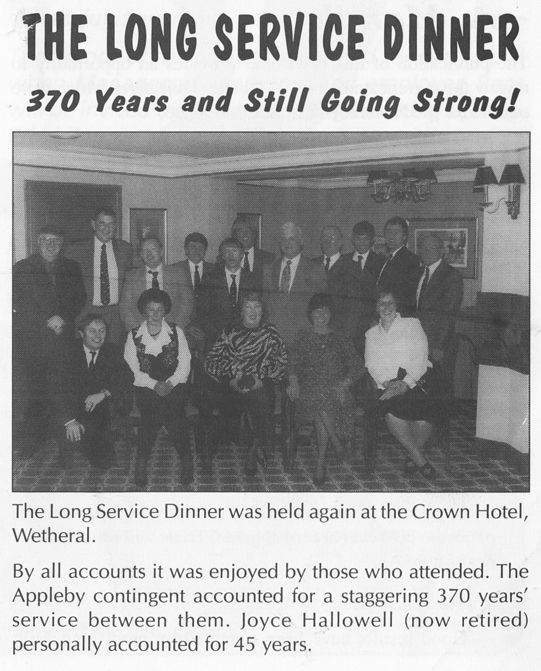 1994 March Long Service Dinner-Appleby News (Courtesy Alan Mandle)