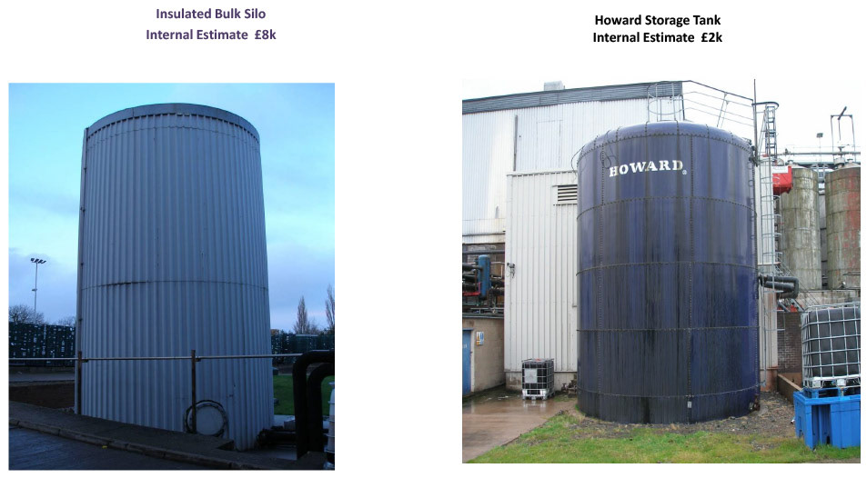 2012 Minsterley: Site Service and Storage Equipment-  Insulated Bulk Silo and bulk storage tank. (Greencore Asset Sale on purchase by Muller, Courtesy Paul Bloor)