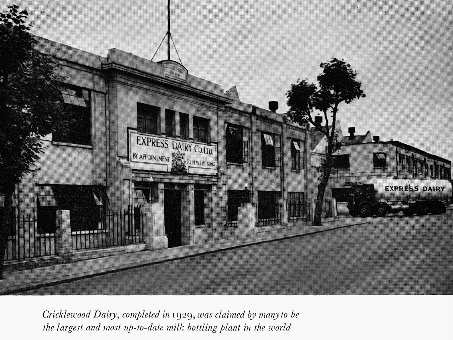 Express Journey (Book) 1964 - Cricklewood Dairy, completed in 1929, was claimed by many to be the largest and most up-to-dale milk bottling plant in the world.