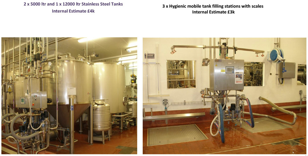 2012 Minsterley: Site Service and Storage Equipment-Tanks. ,mobile filling and scales.  (Greencore Asset Sale on purchase by Muller, Courtesy Paul Bloor)