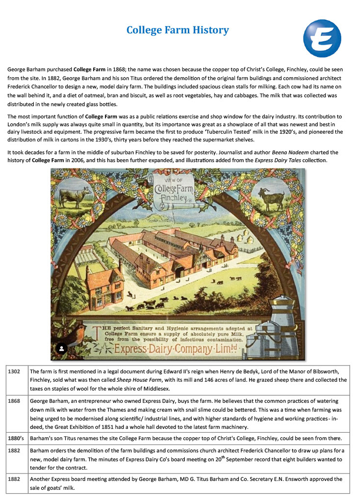 2024 History and Timeline of College Farm (Express Dairy Tales)