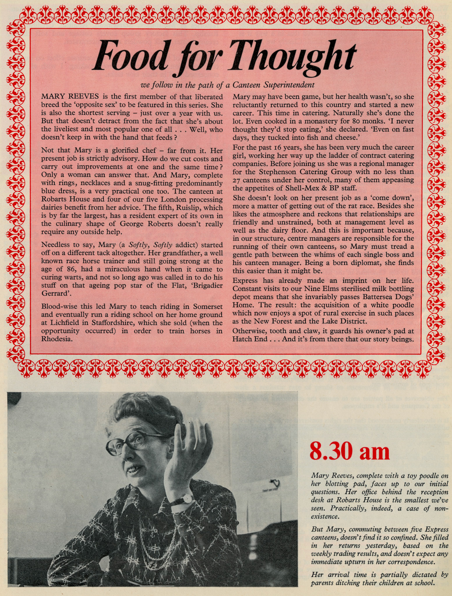 1975 Mary Reeves - Canteen Superintendant visits