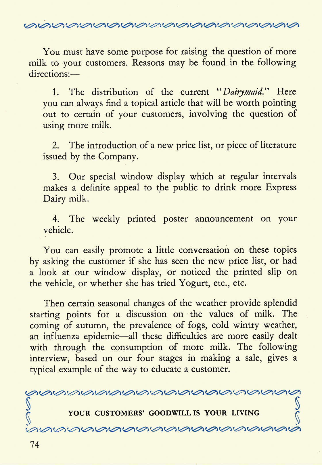 1956 Express Salesman's Manual, Fourth Edition published 1954, presented to Roger Gillard, Orpington Depot