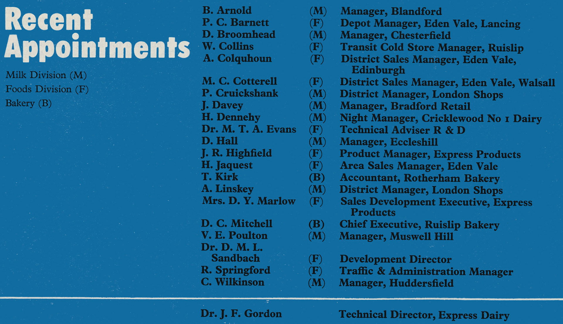 1976 Recent Appointments (Express News Autumn)